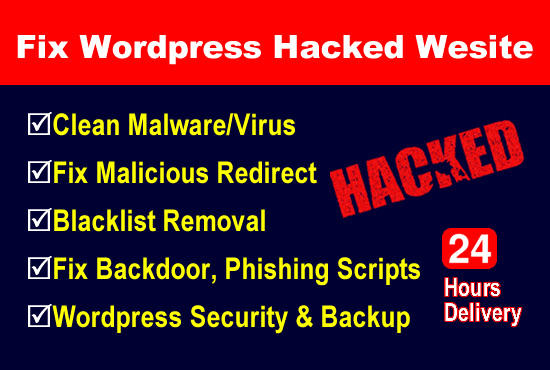 Remove malware and fix hacked wordpress website in 24 hour