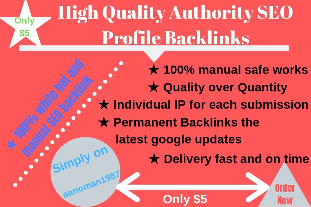 Build Manually HQ 35 SEO Profile Backlinks On High DA Sites