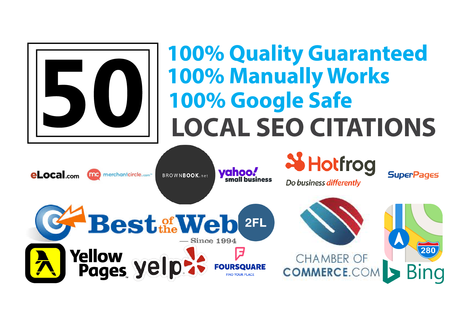 Exclusive 50 Local Citations From Brightlocal, Yext, Moz, Whitespark For Google 1st Page Rankings