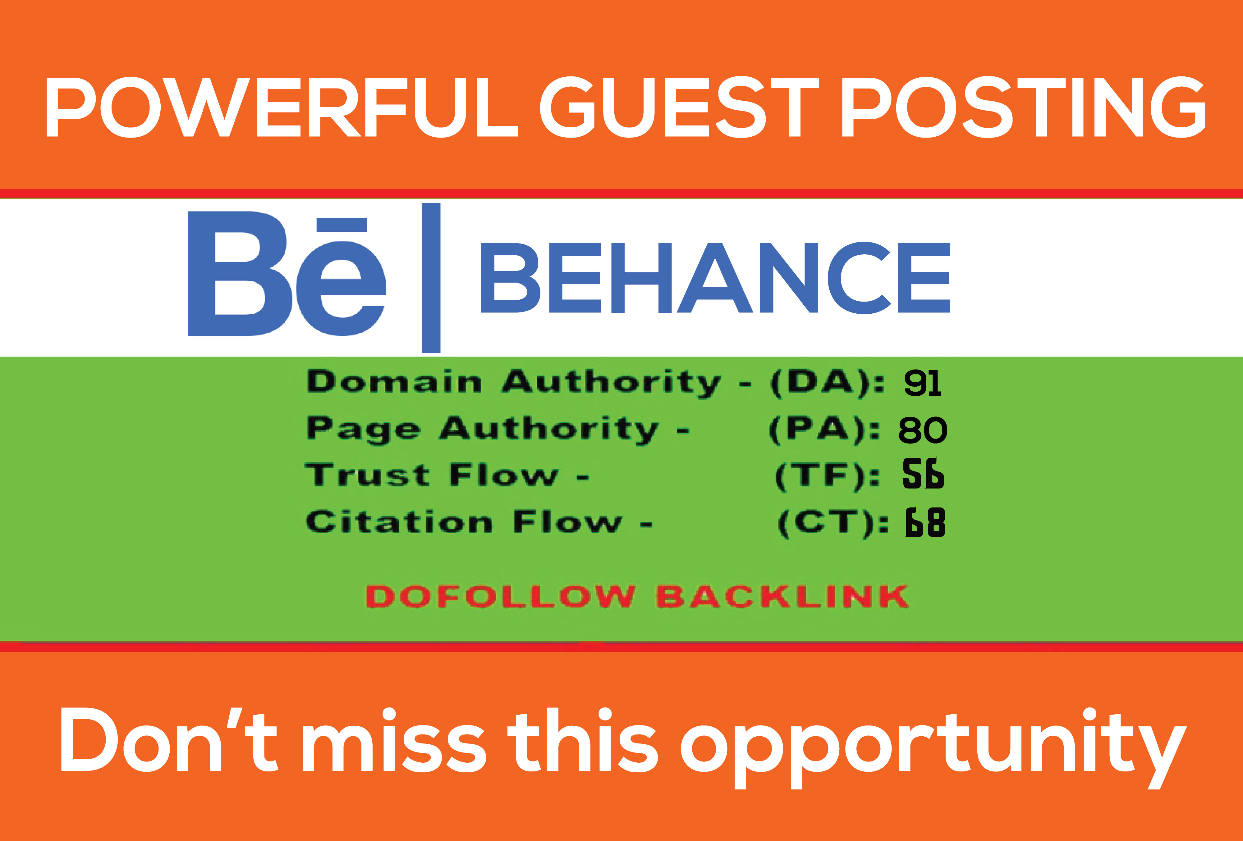 Write and publish guest post on BEHANCE with permanent Dof0llow backlink DA90 PA80