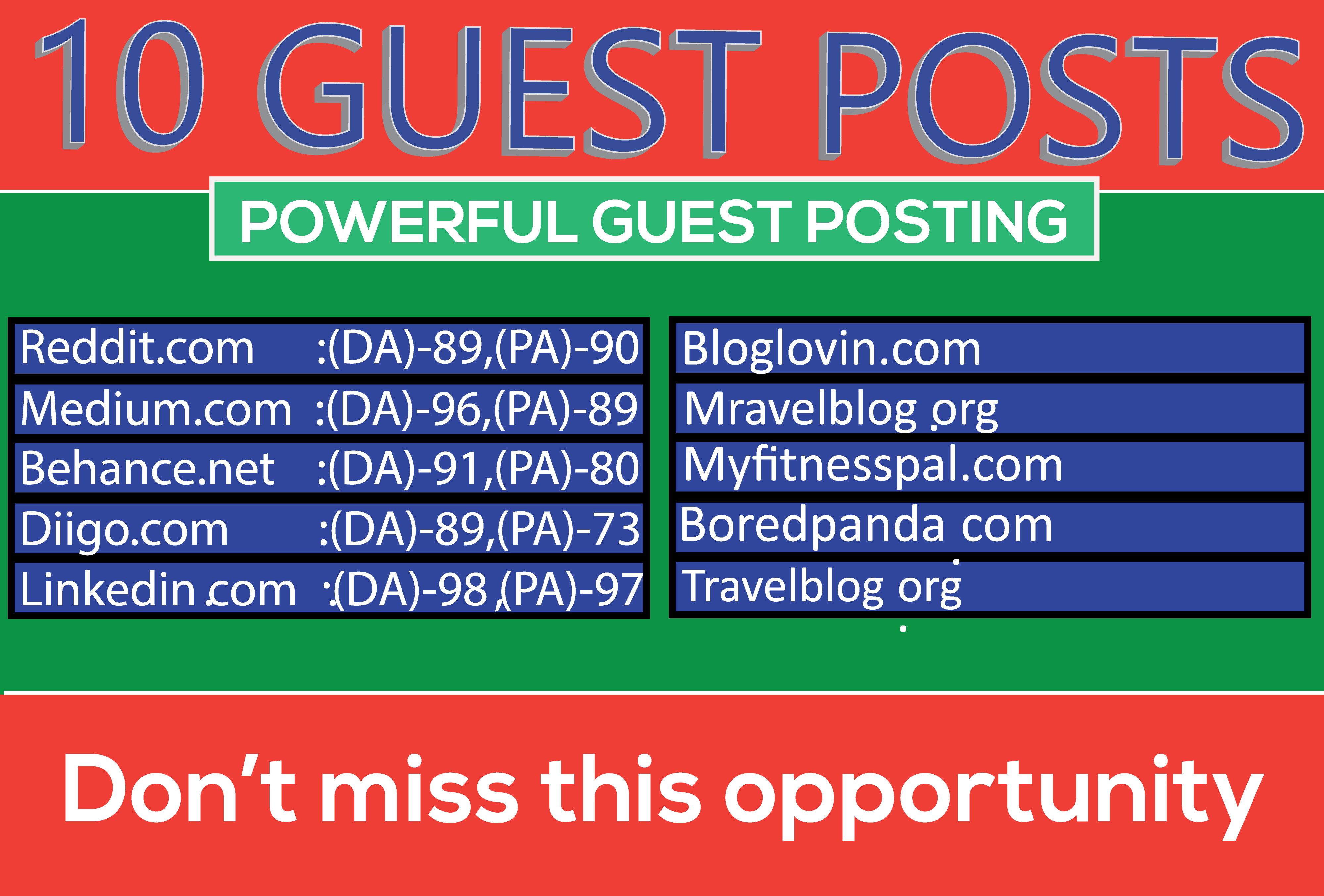 Write and publish 10 Guest Posts High DA websites Boost your SEO Ranking