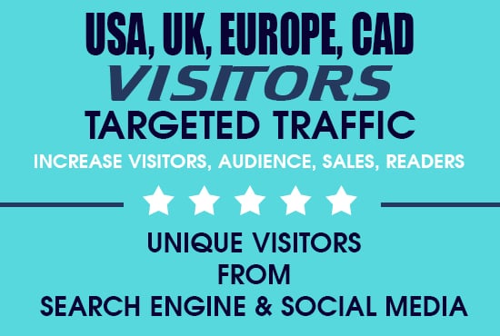 100000 Targeted traffic marketing to increase visitors, sales, followers on website