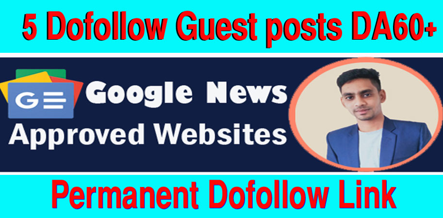 I will publish 5 guest posts on da60+ google news approved website