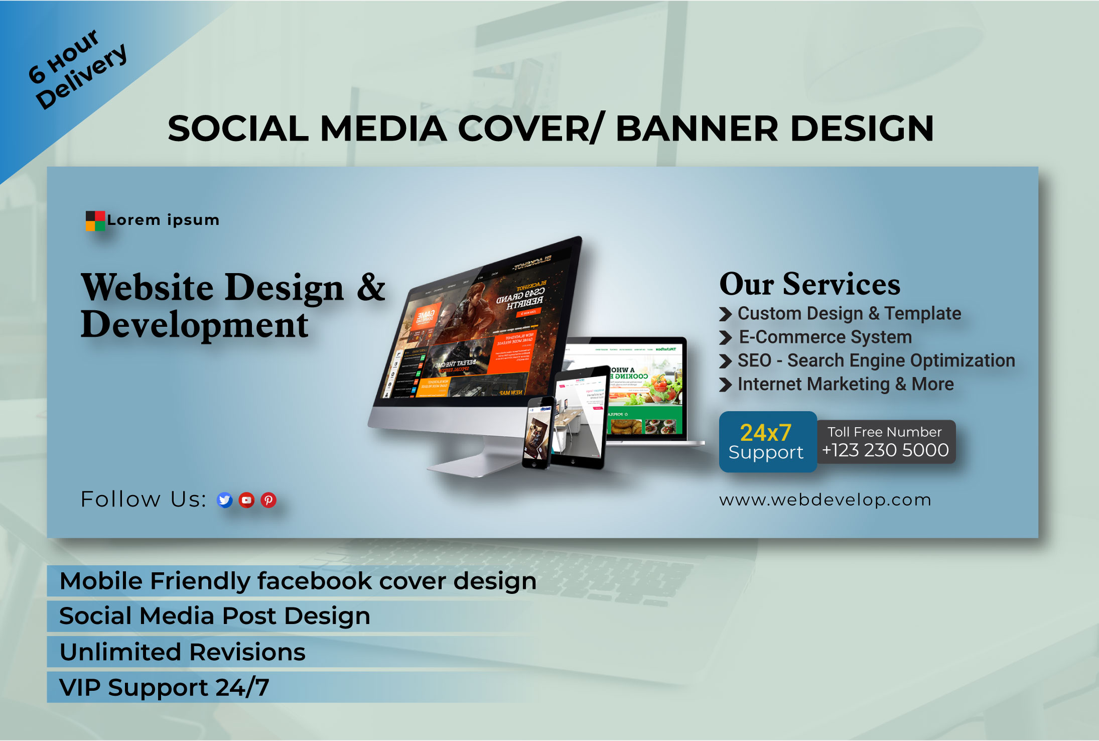 I will create social media banner facebook cover design within 24h