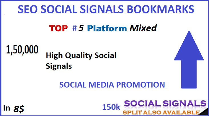150,000 Top 5 Platform Mixed SEO social signals 