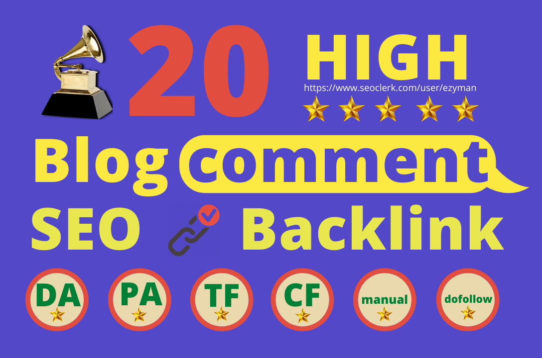 I will do 20 manually high da blog commenting