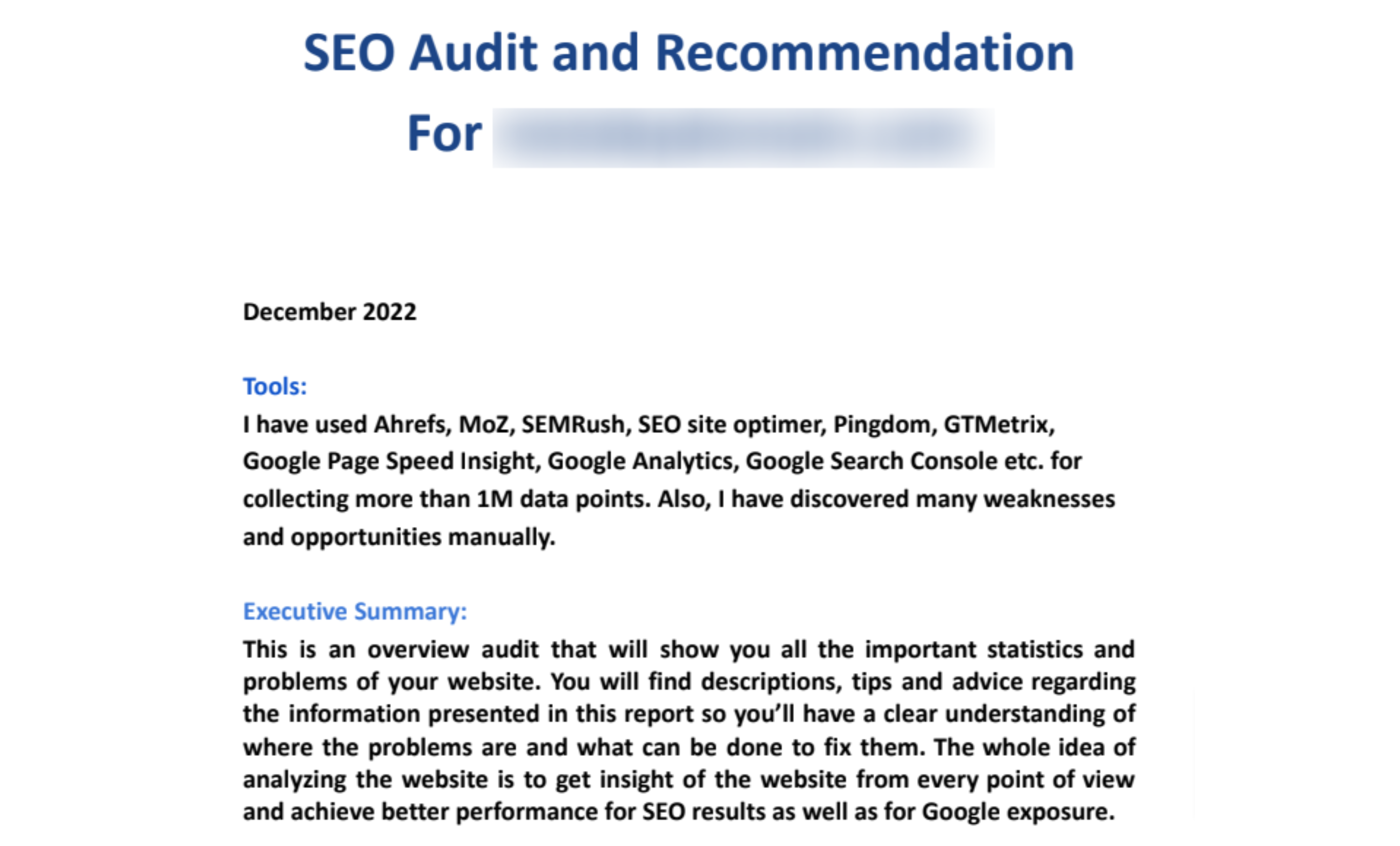 Comprehensive White Label SEO Audit Report with Ranking Factors