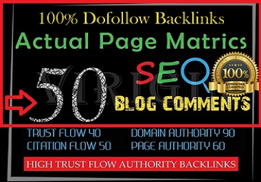Provide 50 Niche Blog Comments Backlinks High Quality With DA,PA