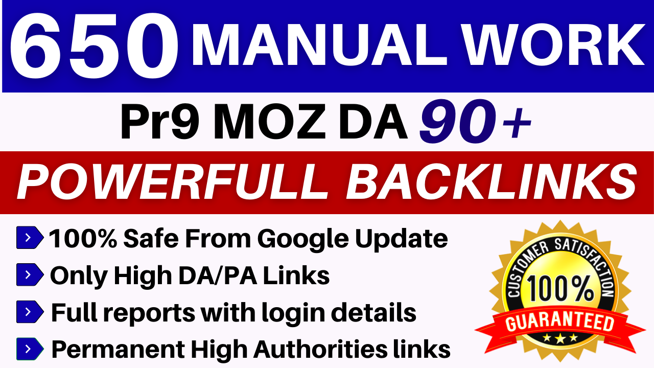 Build 650+ SEO Dofollow Backlinks, Google Ranking Link Building Service 100% Manual & Quality Work