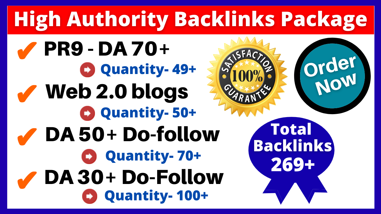 Create 269+ High Authority & quality SEO Backlink...