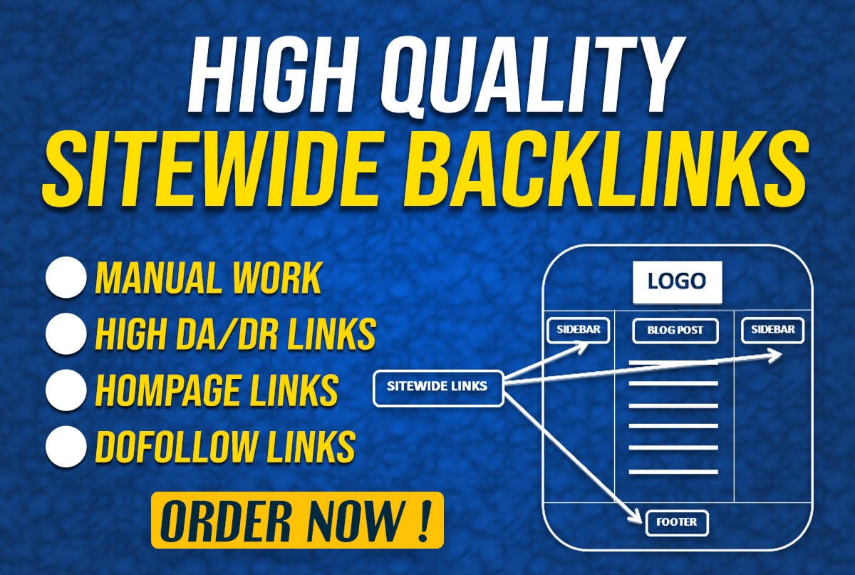 5 DA70+ Homepage BlogRoll/SIDEBAR/FOOTER dofollow backlinks for ranking
