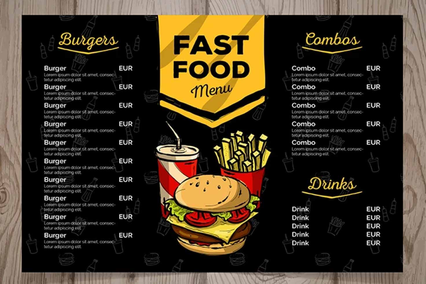 I will design attractive restaurant menu