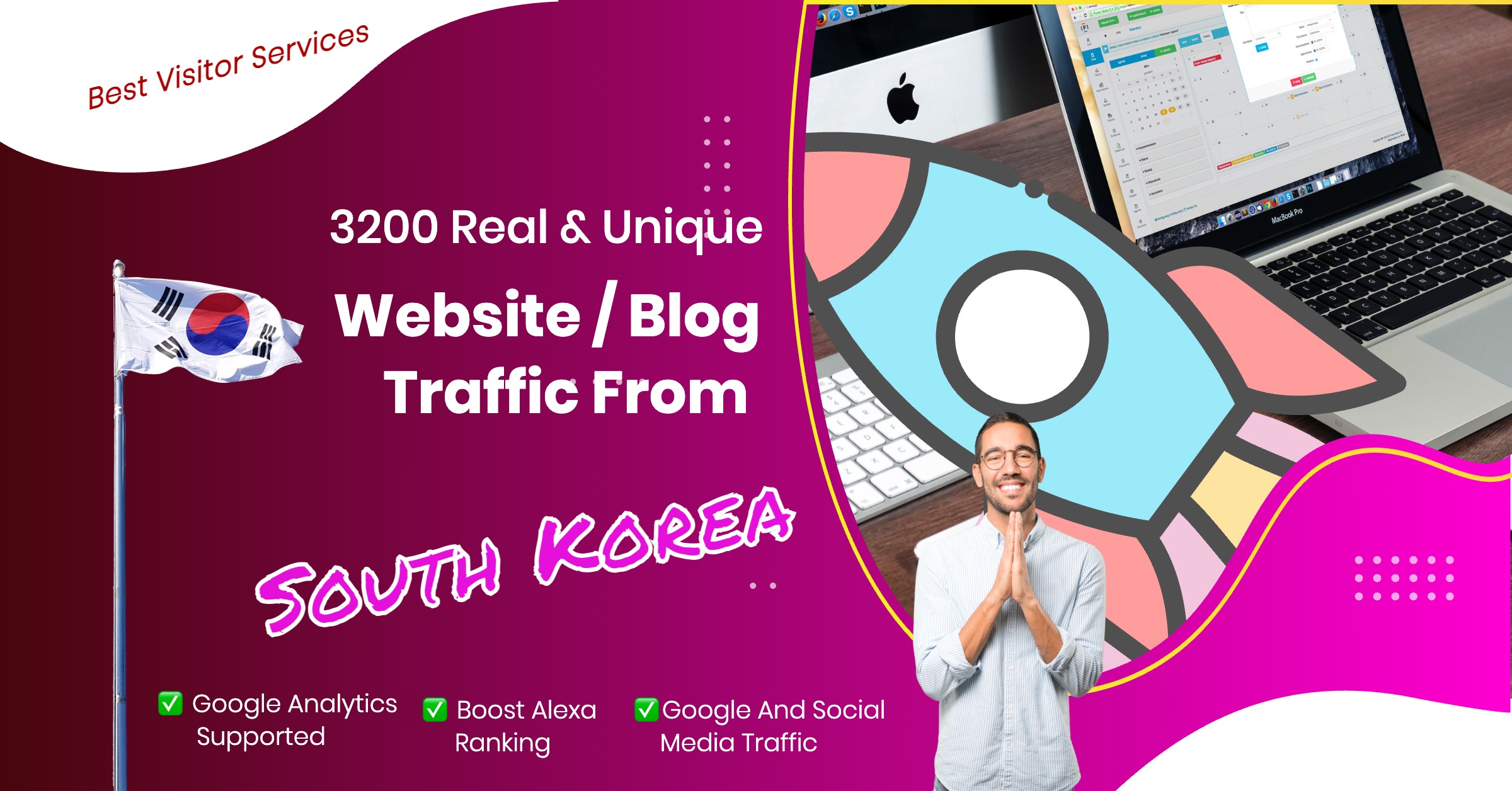 3200 Real & Unique Organic Traffic Your website improve your Alexa Ranking 