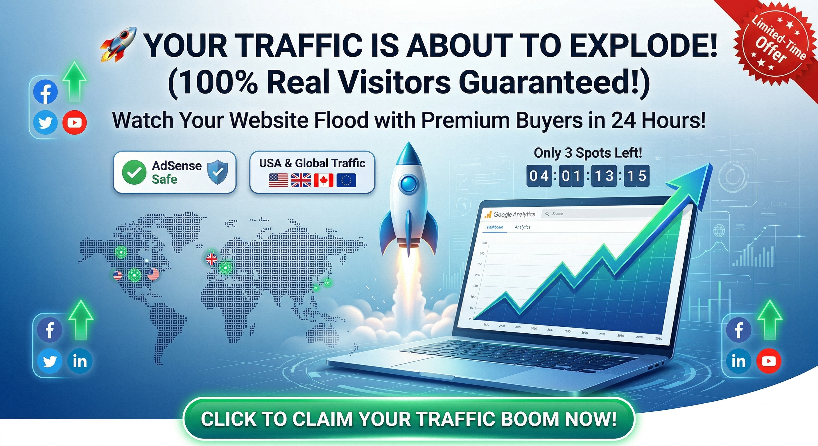 1100 Premium Organic Traffic from Top Ad Networks &ndash; Boost Your Website Visitors!