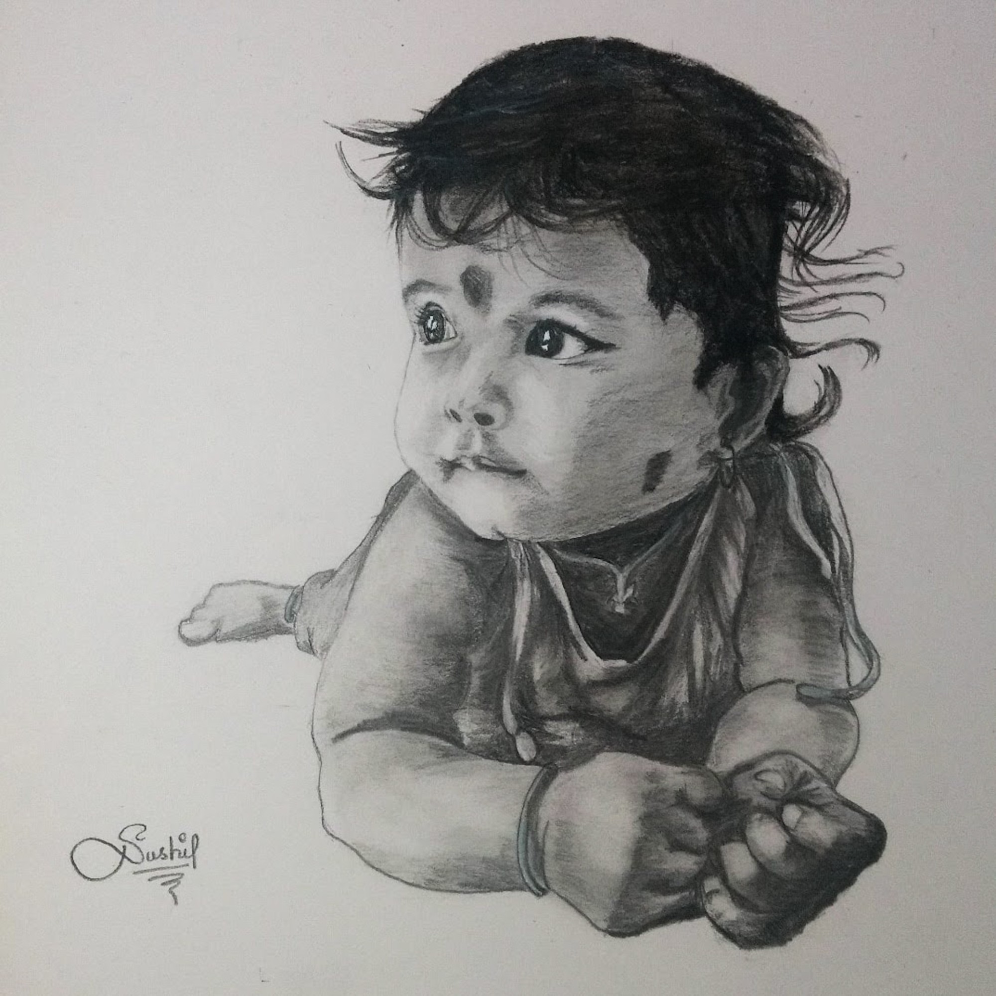 Realistic baby drawing, Christina Papagianni, Color pencils art, 2017 :  r/Art