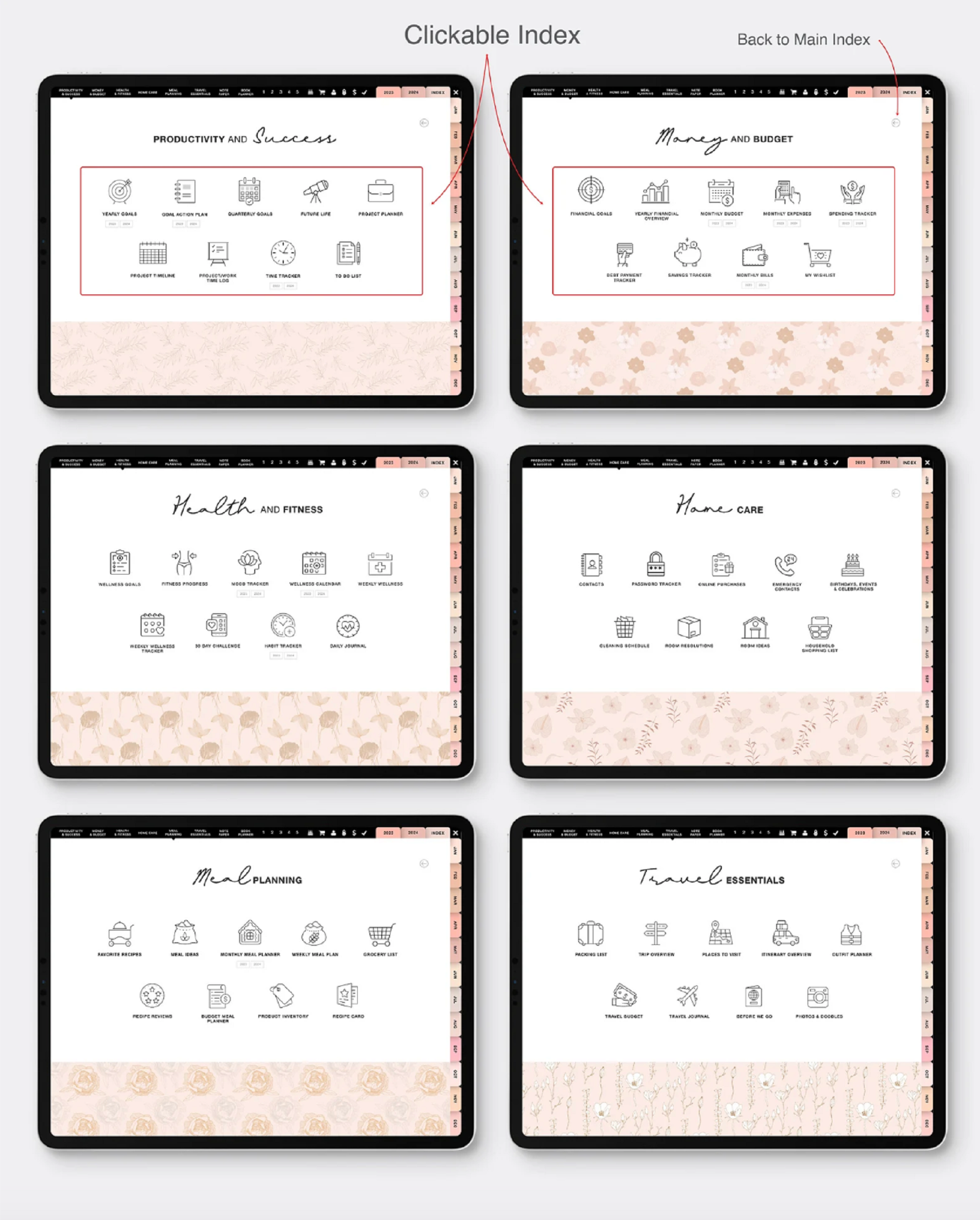 2023 Digital Daily Planner for iPad Compatible with Goodnotes and Notability