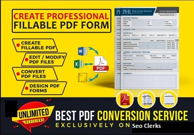 I will convert your document to pdf fillable and editable form,make pdf form in 1 hour
