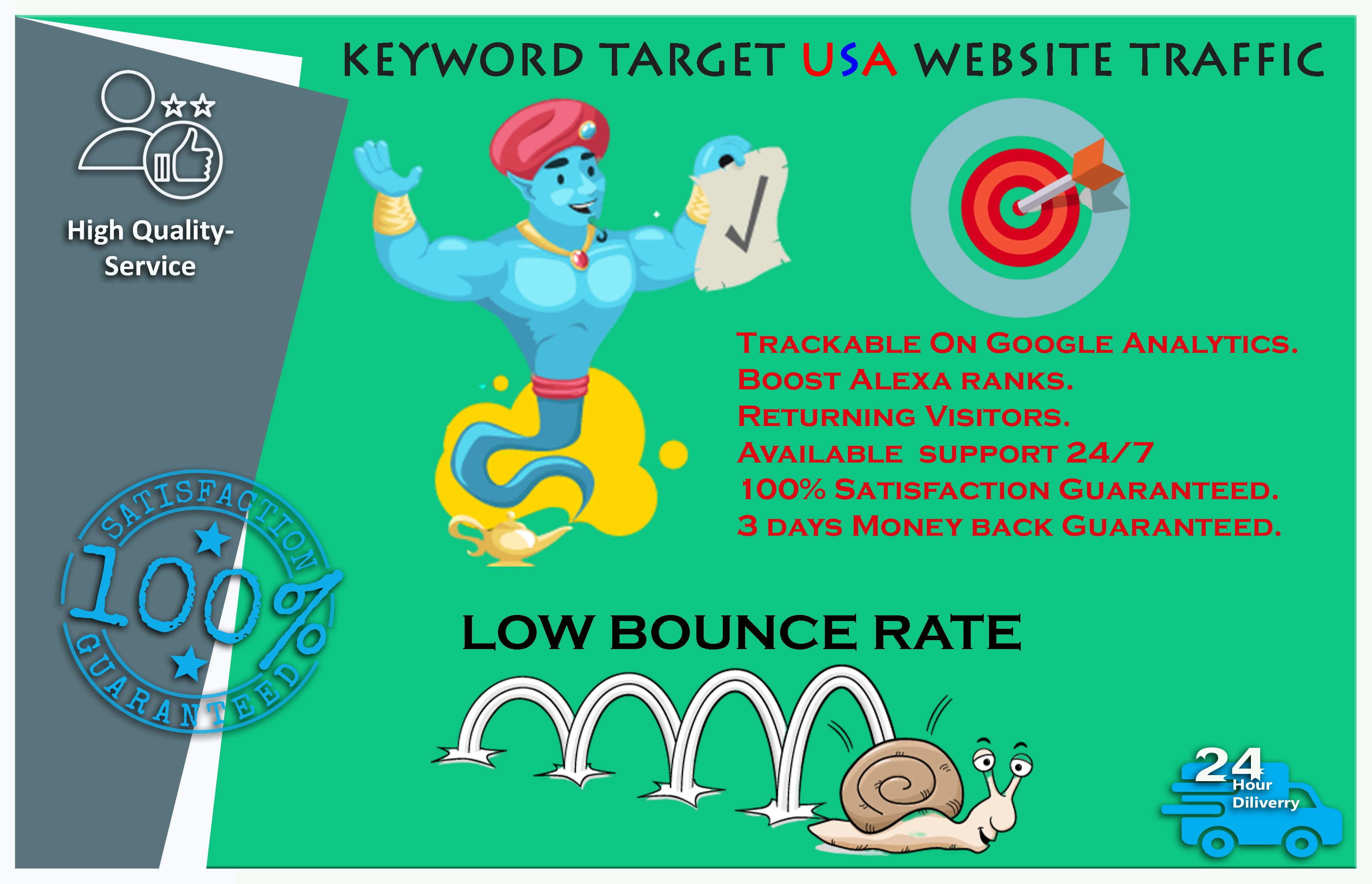 Send you Keyword Targeted USA Website Traffic With Low Bounce Rate 