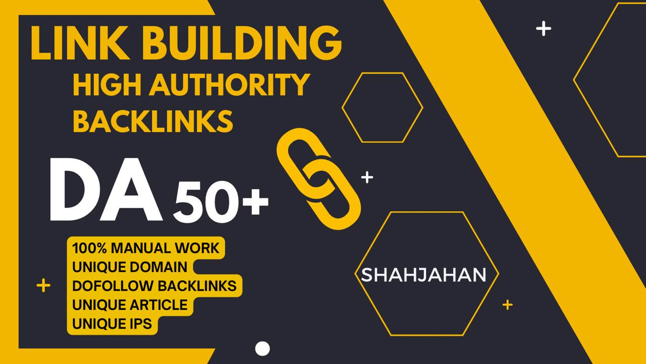 i will provide 60 High Authority dofollow backlinks DA 50+ & Low Spam 