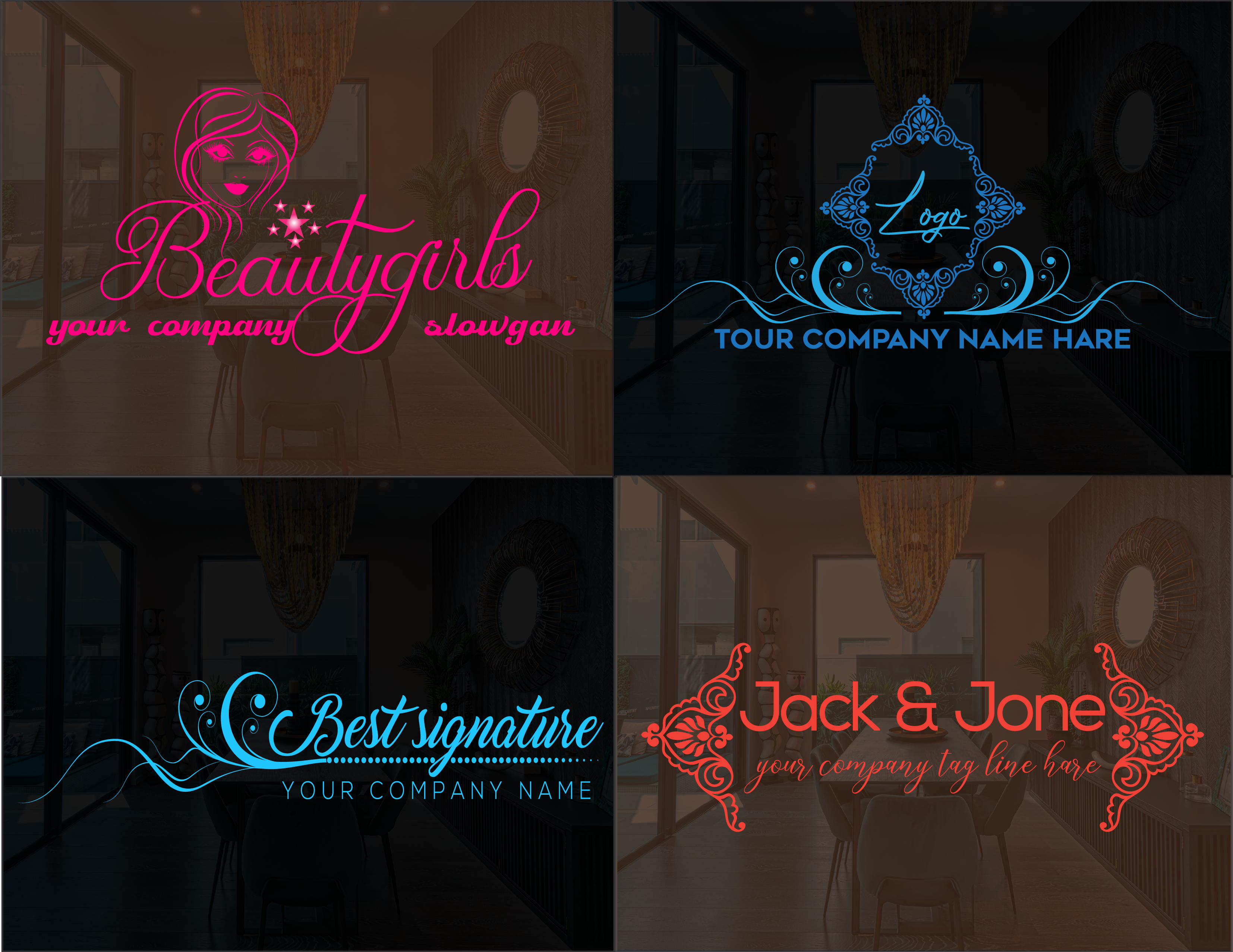 I will design 2 modern signature logo in 24 hours