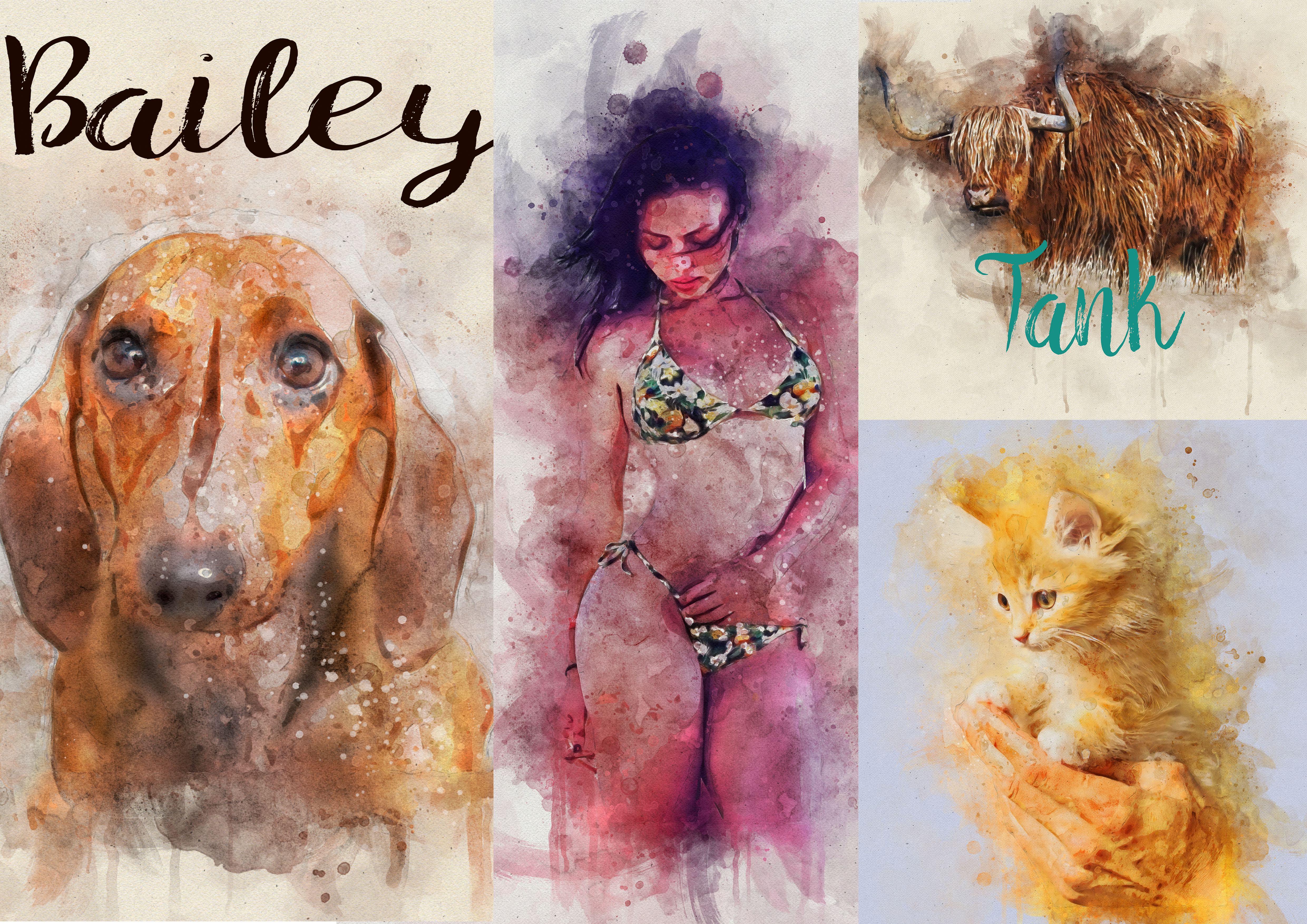 I will create watercolor painting portrait