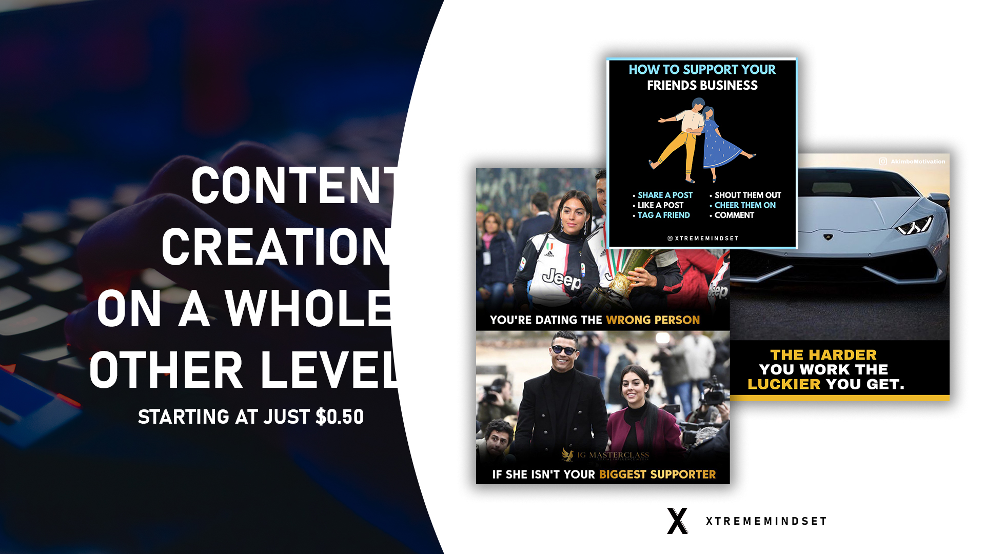 We make content for your social media on a whole othe...