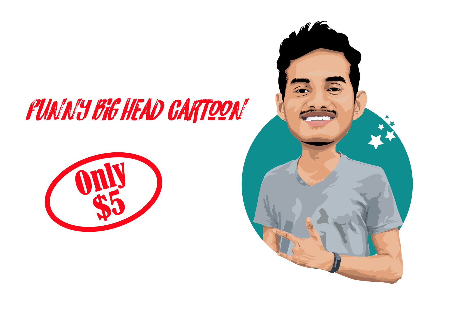 I will Draw you a Big head Cartoon Portrait in 24 hours.