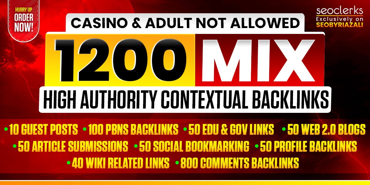 1200 Exclusive High Authority Contextual backlinks Mix Of PBNs, Guest Posts, web 2.0 and EDU/GOV More