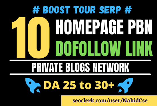 Manually 10 Homepage PBN Dofollow Backlinks or Blog Content link for SERP Boost