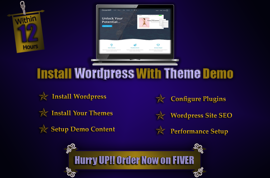 I will Install Wordpress with theme demo within 12 Hours
