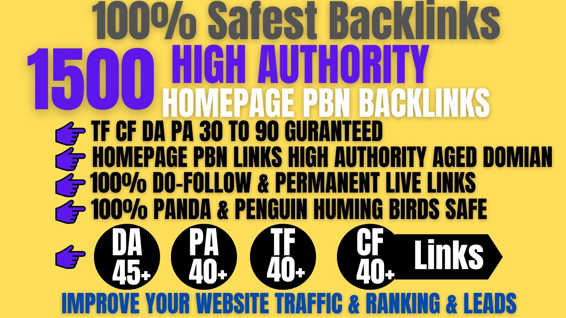 I Will Do 1500+ Permanent PBN Backlinks Web2.0 With High DA/PA/TF/CF/Links Homepage Unique website