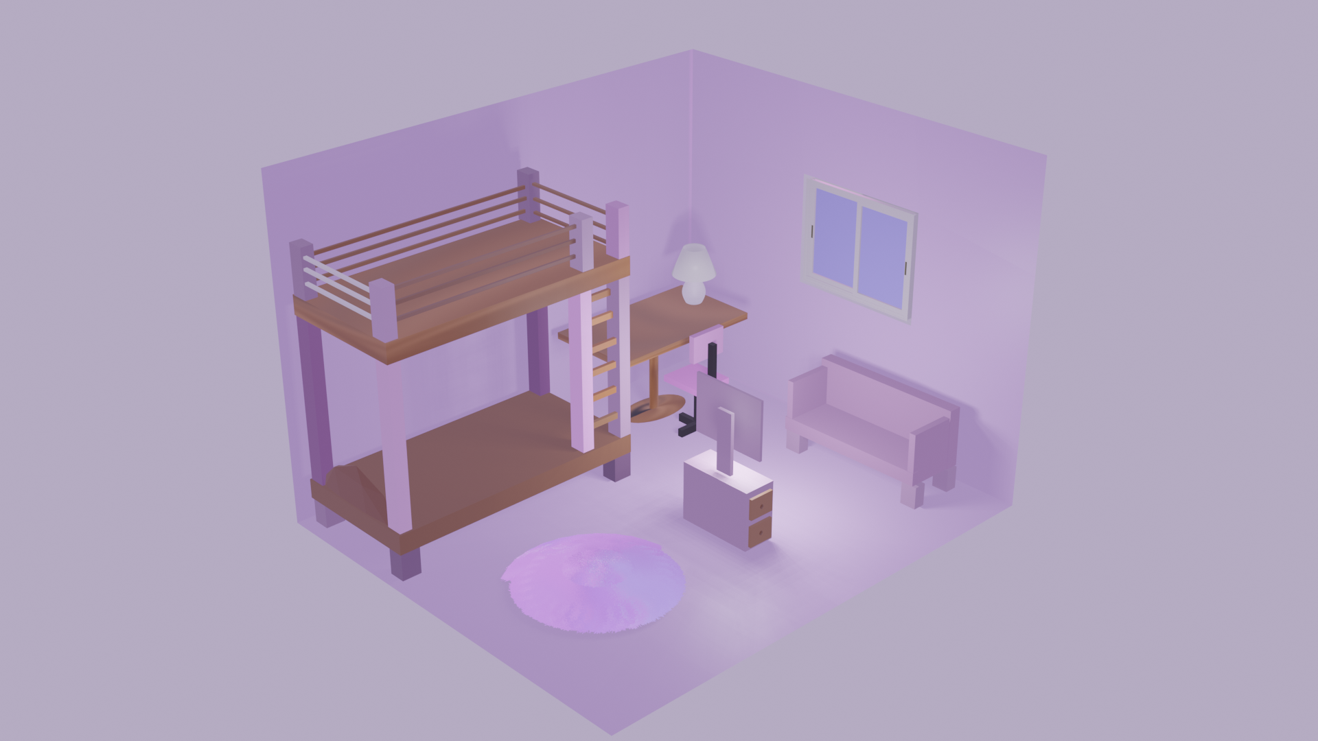 Custom 3D rooms - Any colours and various furniture to choose from 