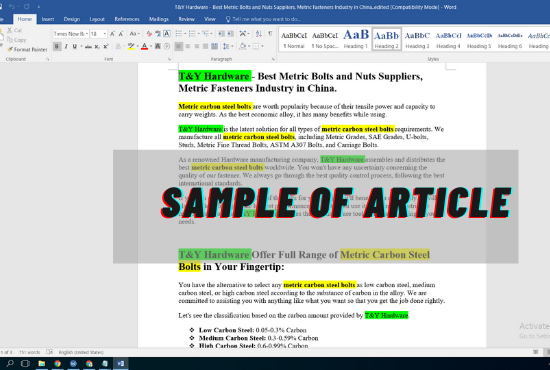 I will write 500 word unique niche related SEO optimized article, content for your business.