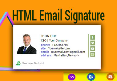 Design Clickable HTML Email Signature professionally