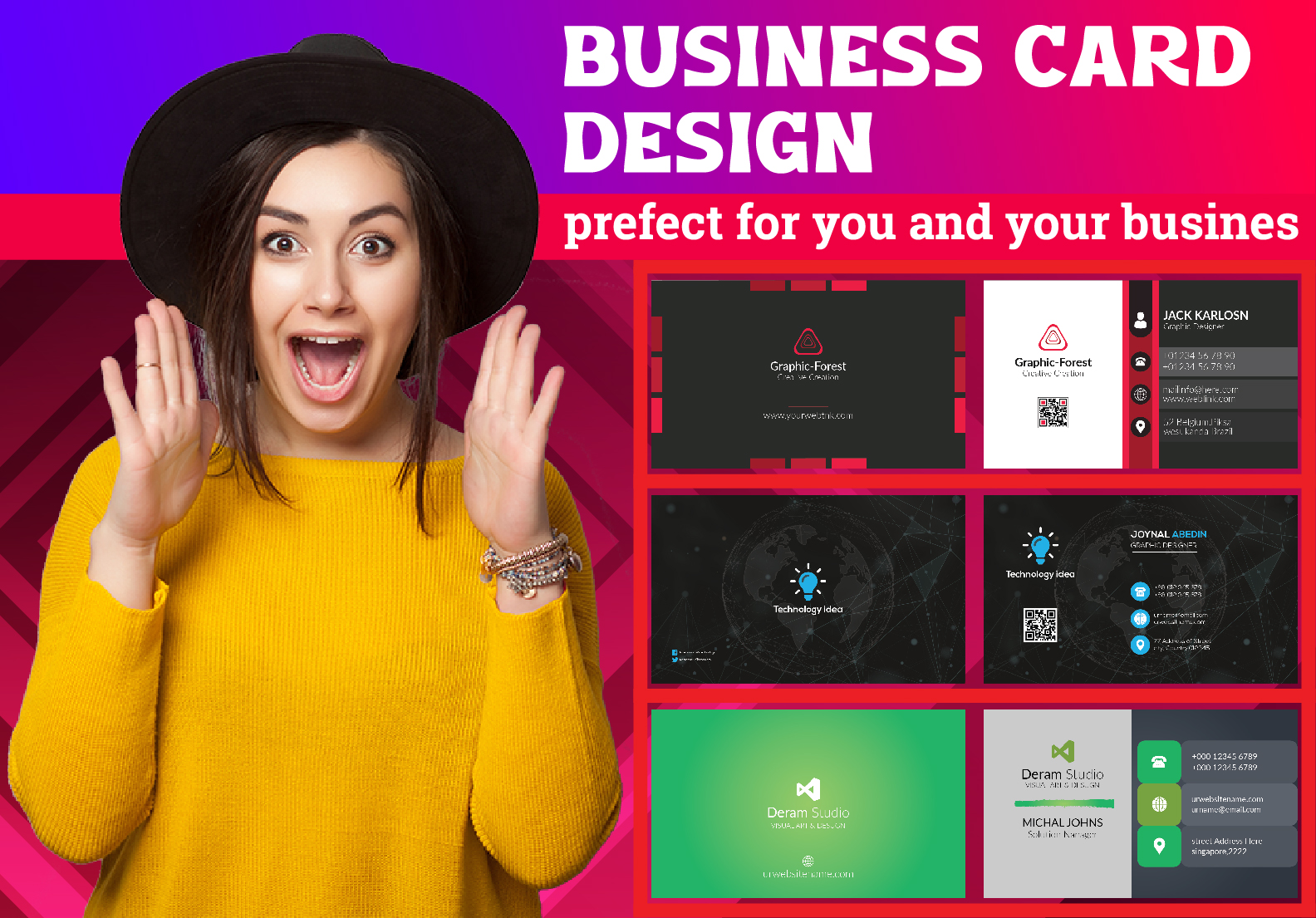 I will design unique double sided business card print ready files