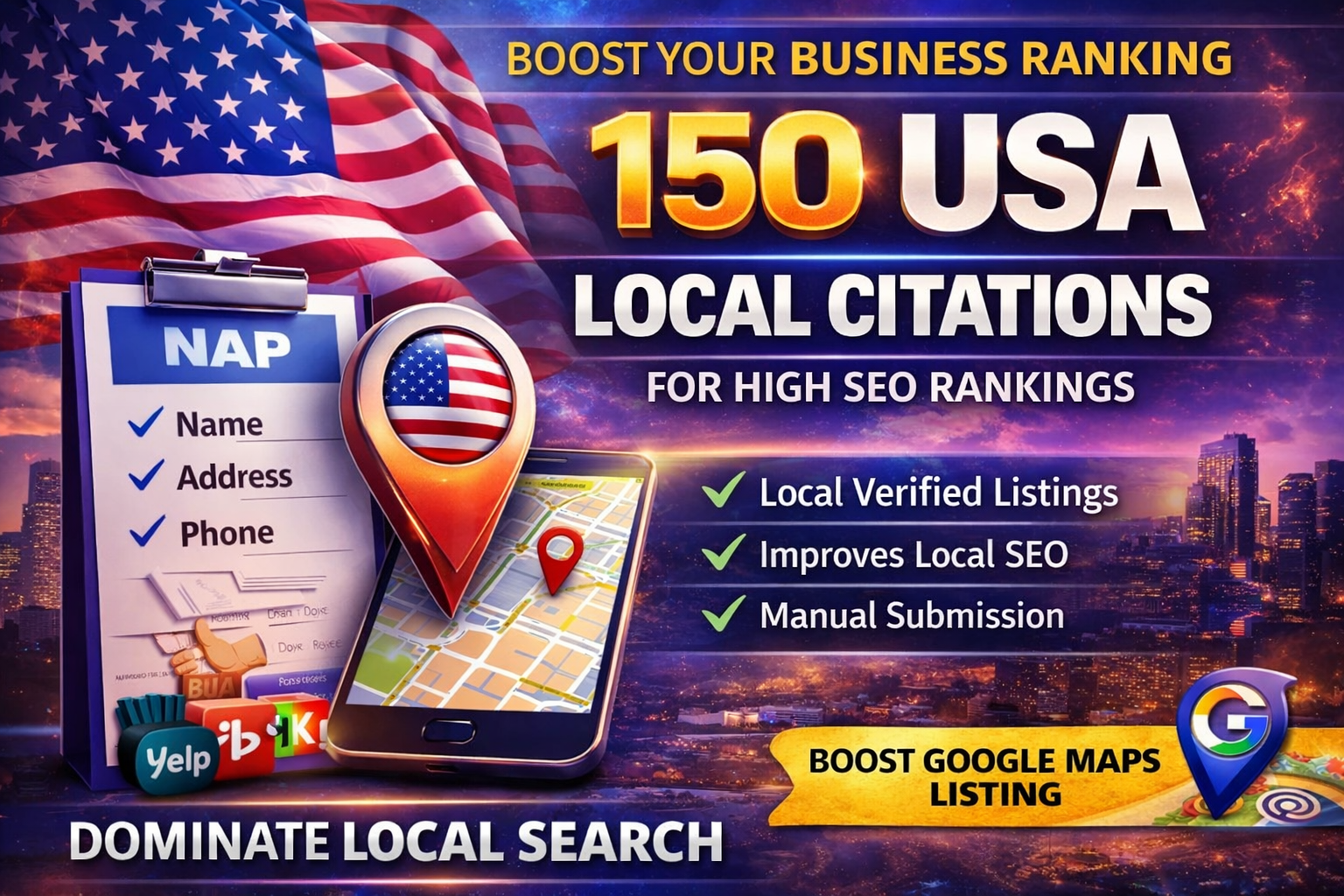 150 USA local citations usa local listing for google my business ranking