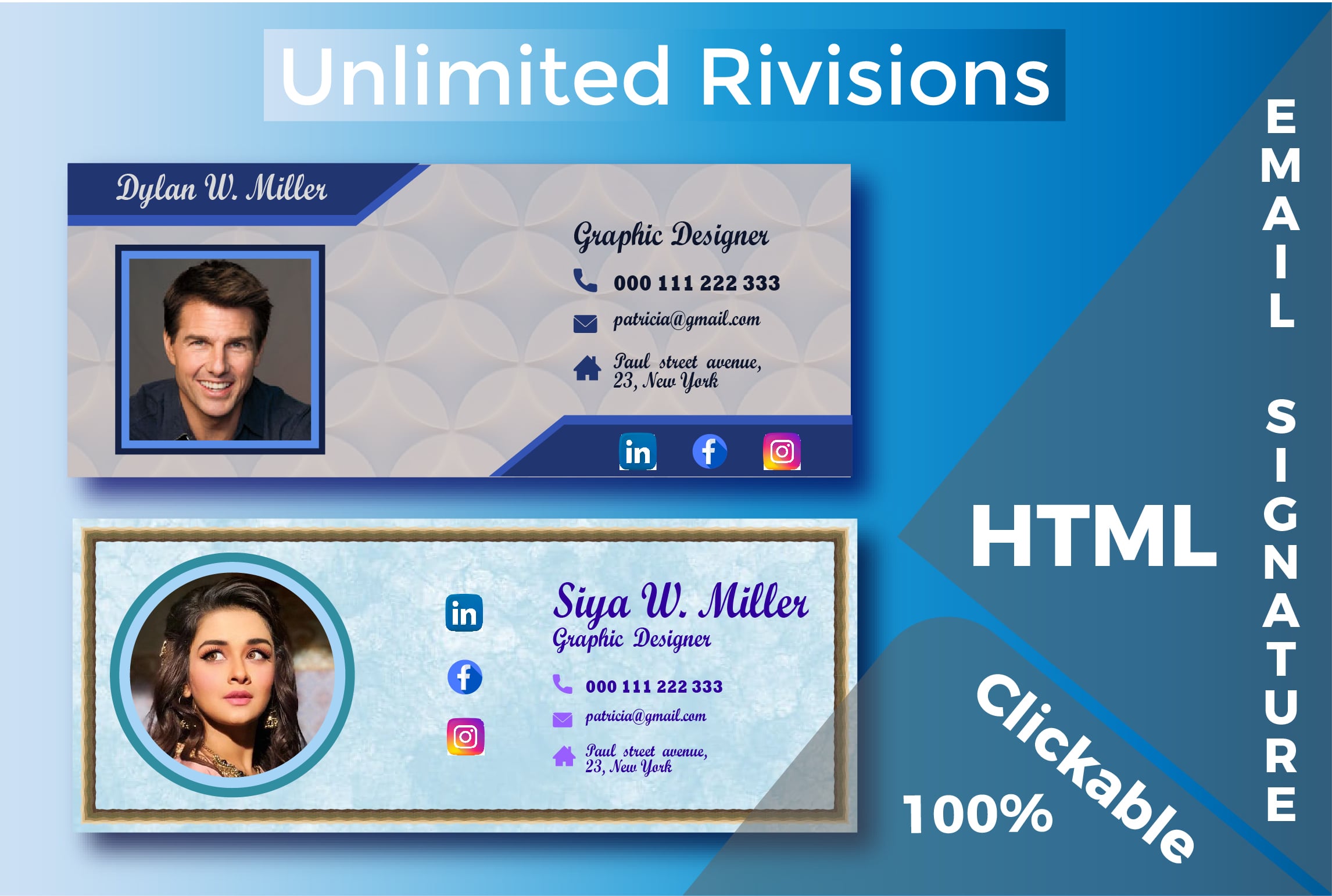 I will design Professional Clickable HTML Email / Gmail signature.