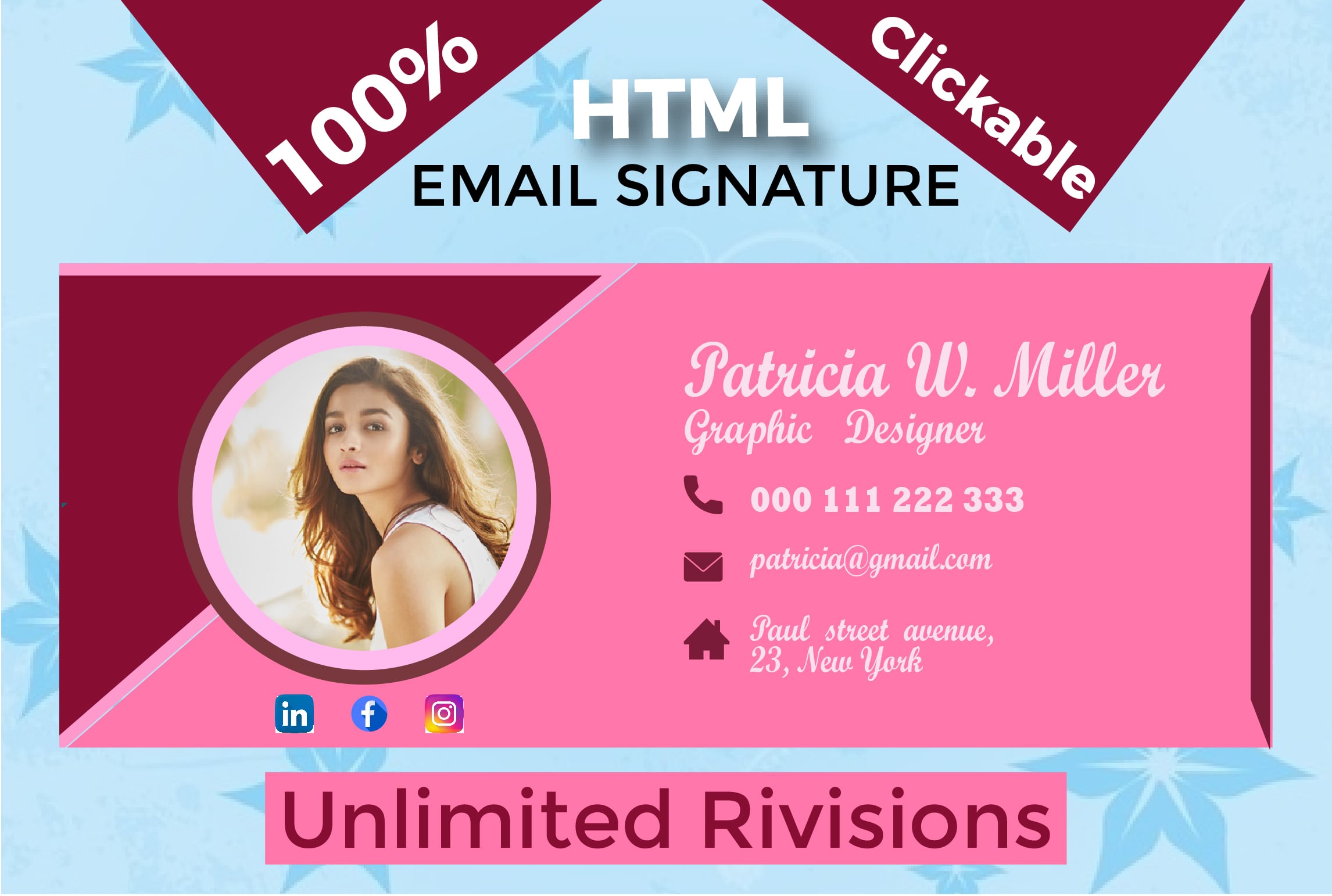 I will design Professional Clickable HTML Email / Gmail signature.