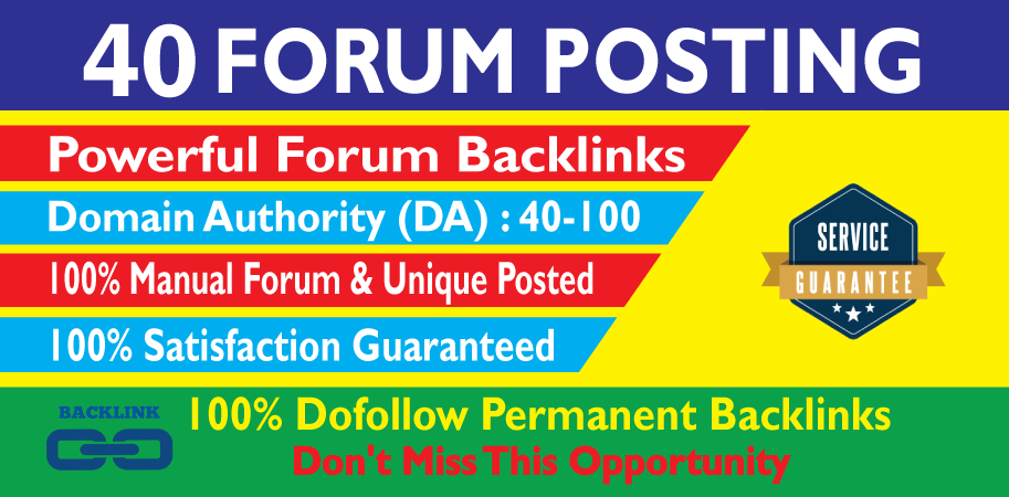  I will provide 40 Forum Posting High Authority SEO Backlinks