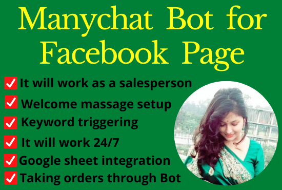 I will build MANYCHAT for your Face-book page and website