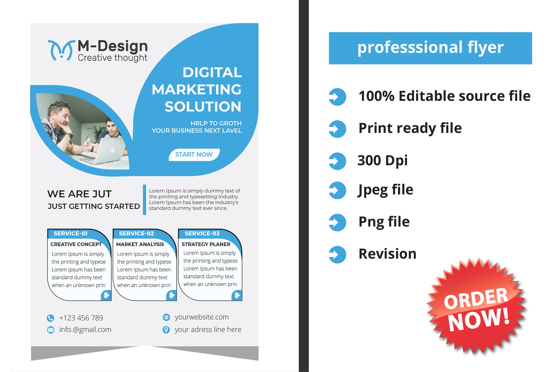 I will design flyer, postcard, leaflet within 24hr