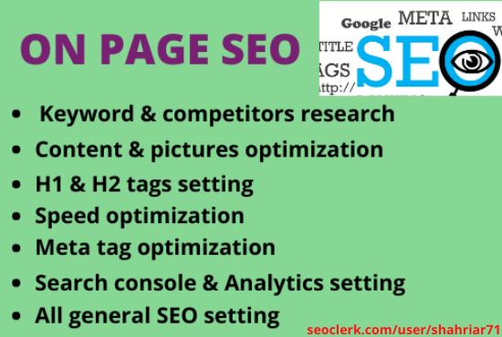 I will do SEO full on page optimization for any site
