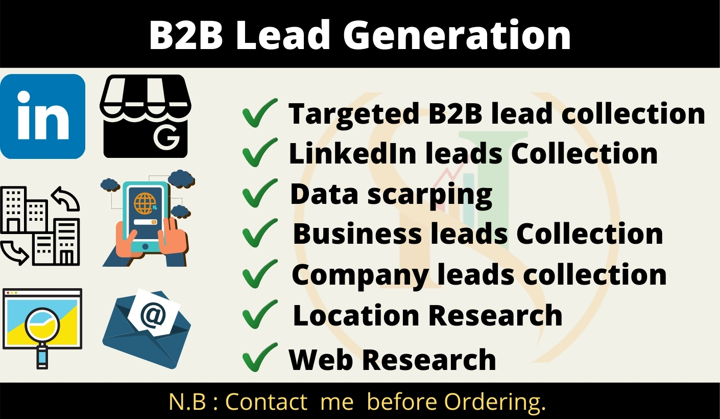 I will do b2b targeted leads generation 100 leads for $10 - SEOClerks