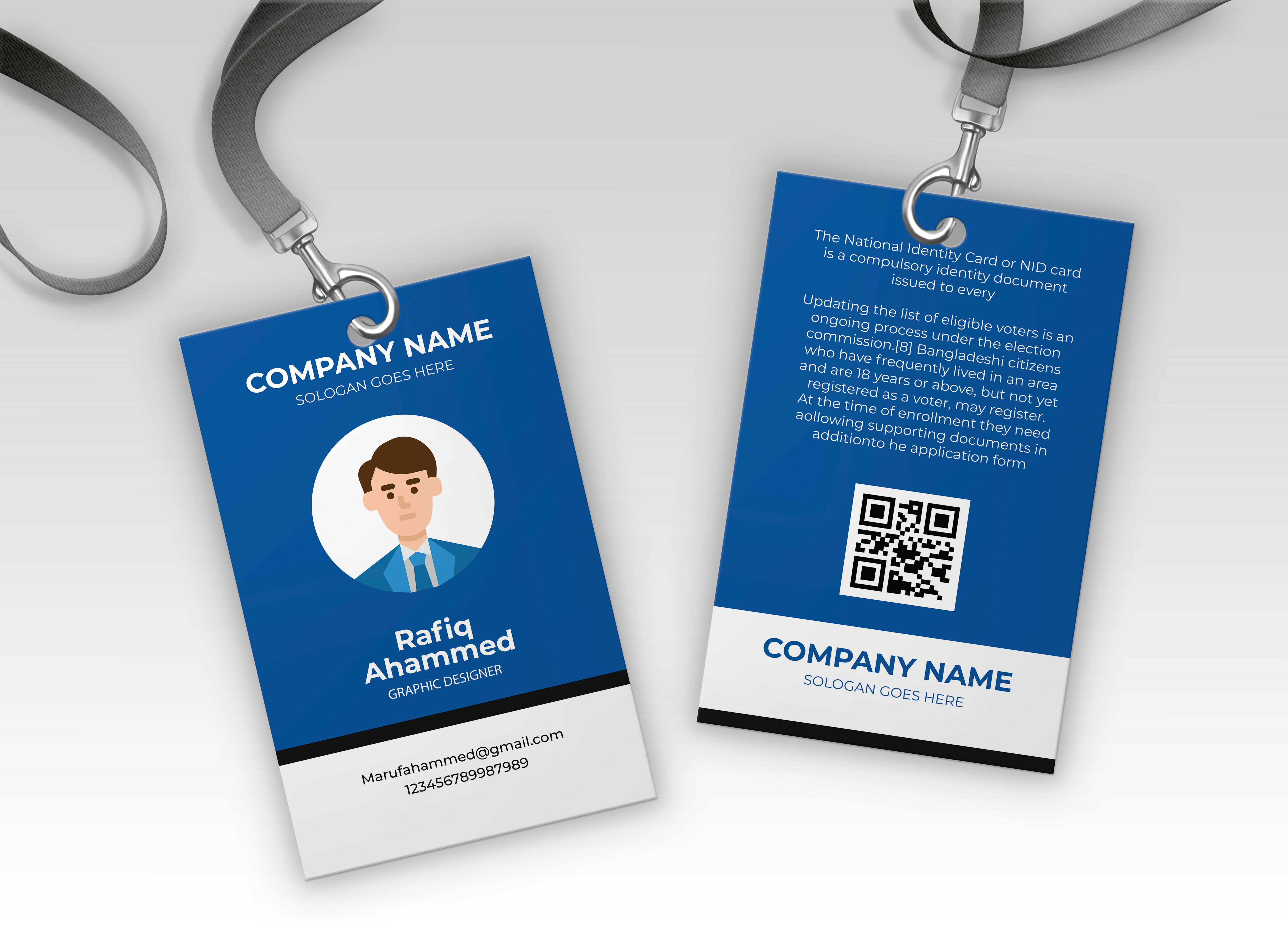 I will design business card roll up banner id card for your company