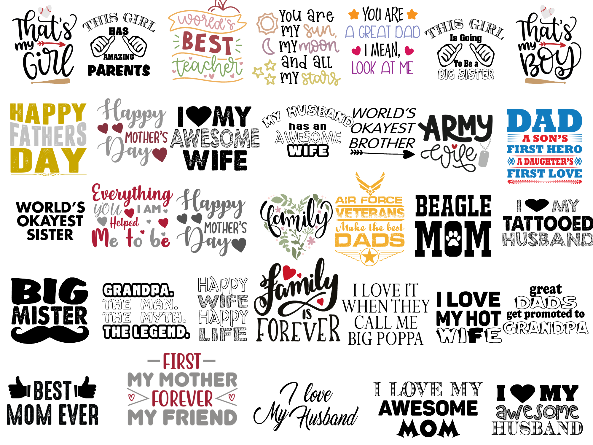I will send 400 mom, dad, family, tshirts designs bundle