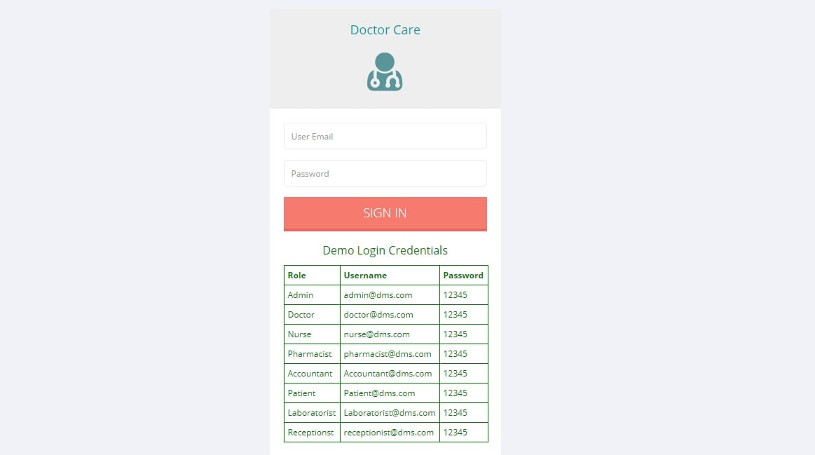 Hospital Management System in CodeIgniter
