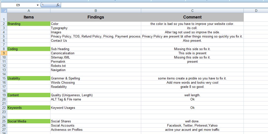 I will provide website audit report within 24 hours