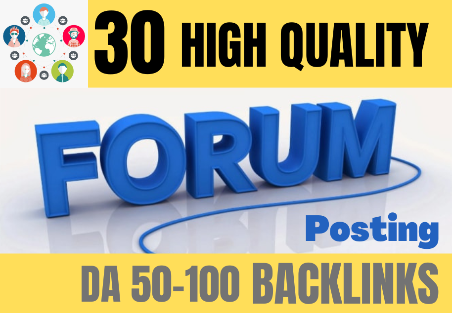 30 Forum Posting profile Backlinks High DA PA 50-100 Google Indexing 