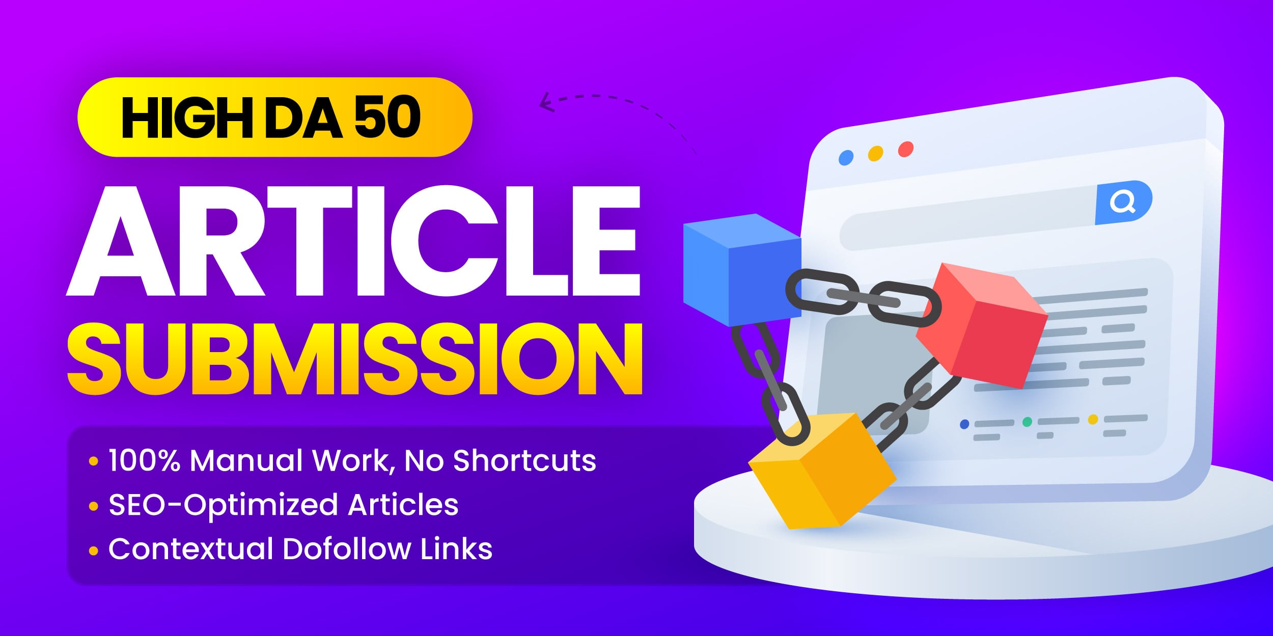 Improve Rankings Fast With 50 SEO-Optimized Article Submissions (High DA) 