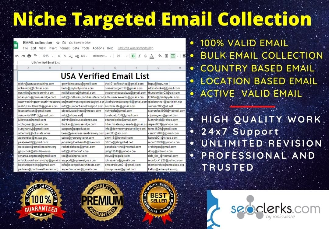 I will do any niche targeted email collection perfect...